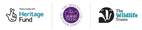 Nextdoor Nature Partnership: National Lottery Heritage Fund, The Queen's Platinum Jubilee and The Wildlife Trusts logo