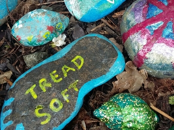 Art Oasis Retreat Trail stones at SFP copyright MWT