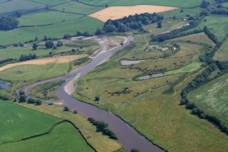 Dolydd Hafren from the air copyright Brayton Holt