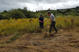 Volunteers haymaking 2017 copyright Montgomeryshire Wildlife Trust