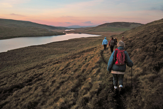 Walkers enjoying Pumlumon copyright Montgomeryshire Wildlife Trust