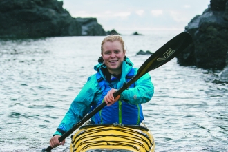 Erin in a sea kayak