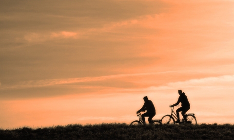 sunset cyclists