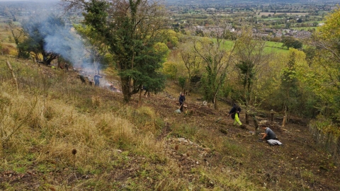 Volunteers clearing scrub at Llanymynech Rocks Nature Reserve autumn 2018 copyright Montgomeryshire Wildlife Trust