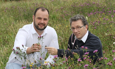 Hilltop Honey owner Scott Davies (left) with MWT’s CEO Clive Faulkner at one of the nature reserve hives