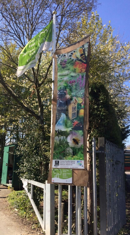 Severn Farm Pond new welcome board April 2019 copyright Montgomeryshire Wildlife Trust