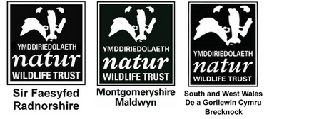 Logos of the three wildlife trusts in Powys
