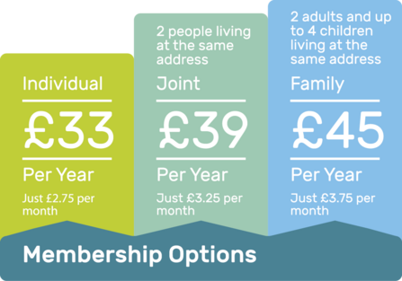 Graphic showing the different membership options 