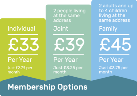 Graphic showing the different membership options