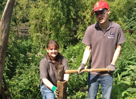Friends of Severn Farm Pond at work copyright Montgomeryshire Wildlife Trust