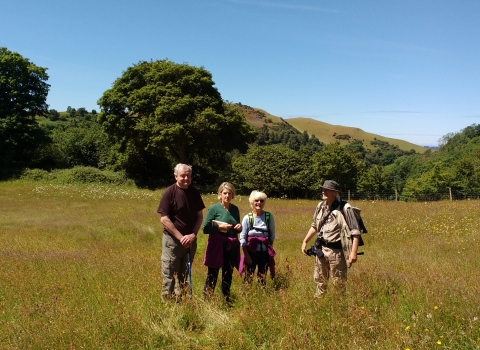 Warden & visitors enjoy Roundton Hill National Nature Reserve copyright Montgomeryshire Wildlife Trust