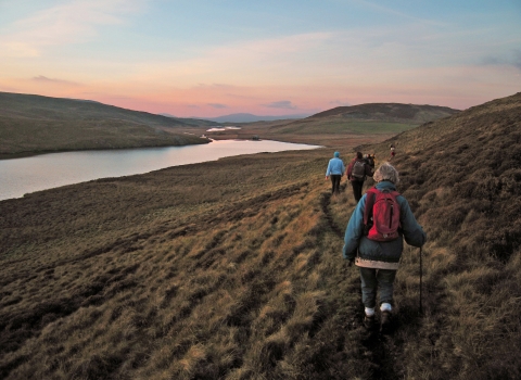 Walkers enjoying Pumlumon copyright Montgomeryshire Wildlife Trust