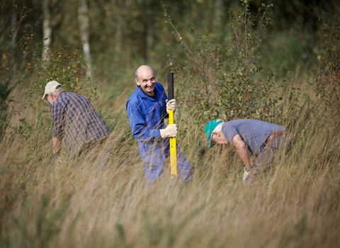 Volunteers working at Cors Dyfi